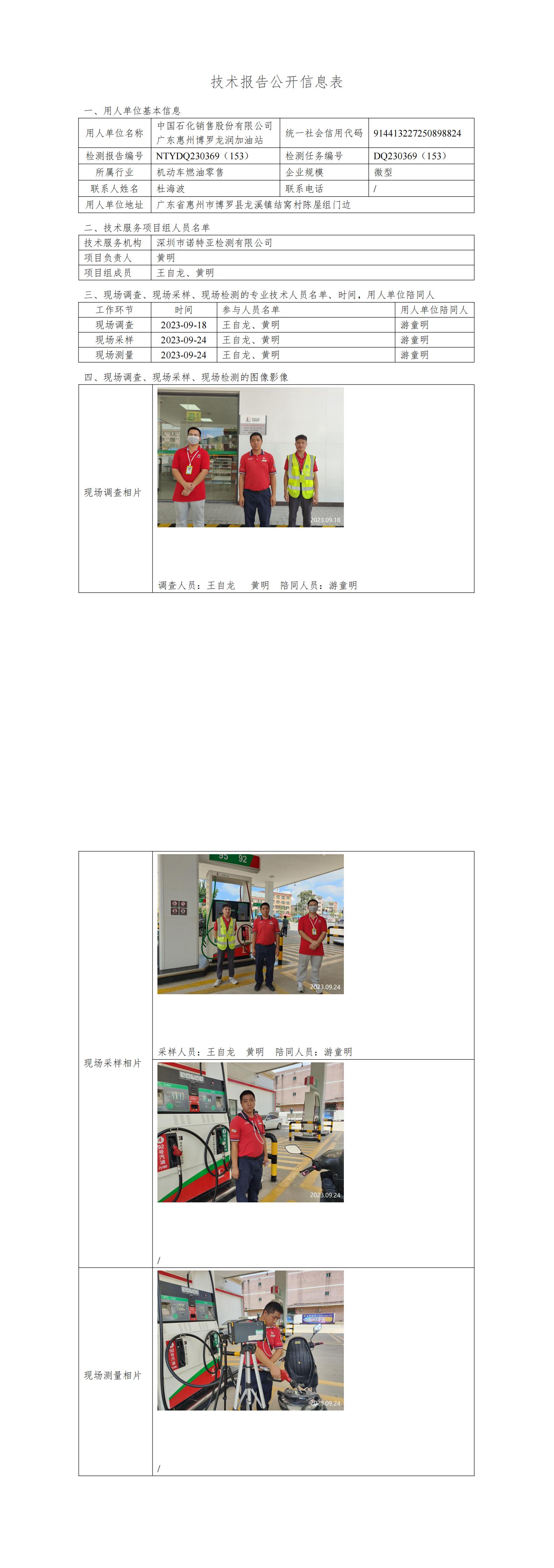 NTYDQ230369（153）中國(guó)石化銷售股份有限公司廣東惠州博羅龍潤(rùn)加油站