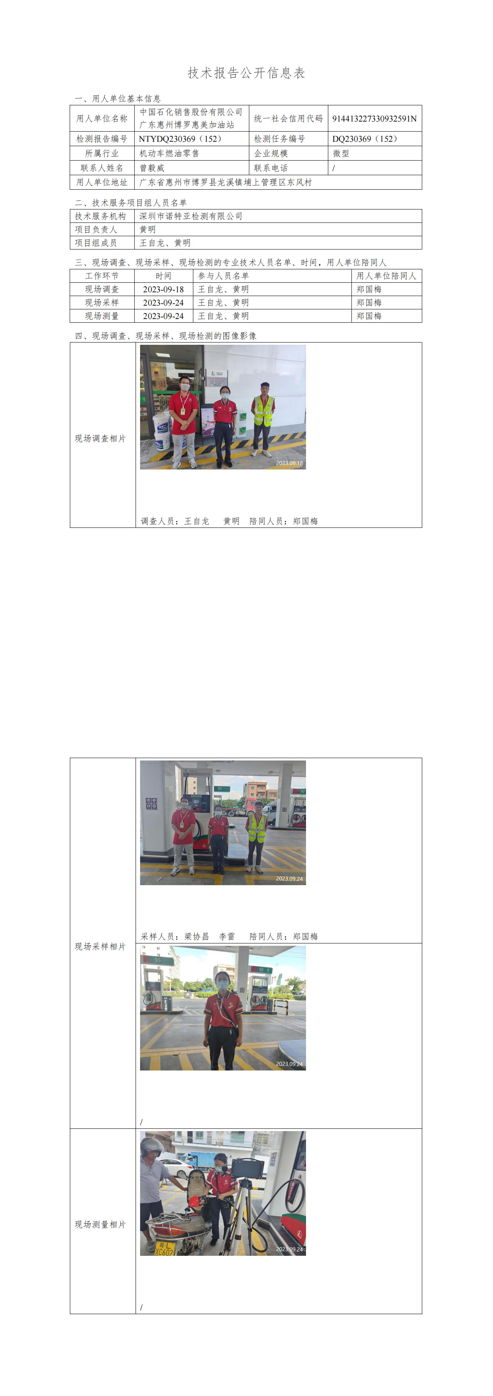 NTYDQ230369（152） - 中國(guó)石化銷售股份有限公司廣東惠州博羅惠美加油站